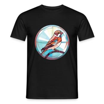 Sparrow Colorful Watercolor Animal Illustration - Men's T-Shirt - black - Front - AI Model Male 178 light (178cm)