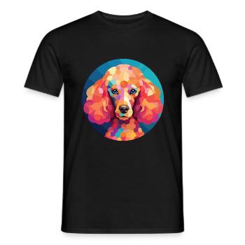 Pudel Hund Buntes Aquarell Tier Illustration - Männer T-Shirt - Schwarz - Vorne - AI Model Male 178 light (178cm)