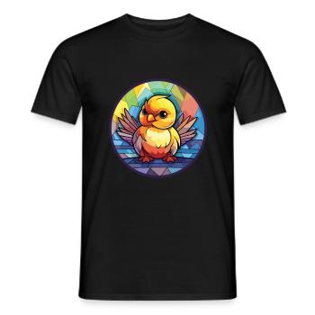 Chick Colorful Watercolor Animal Pet Illustration - Men's T-Shirt - black - Front - AI Model Male 178 light (178cm)