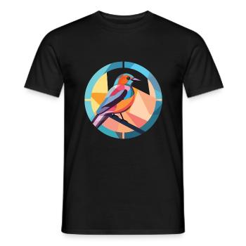 Oiseau Aquarelle Colorée Animal Illustration D’animaux De Compagnie - T-shirt homme - noir - Devant - AI Model Male 178 light (178cm)