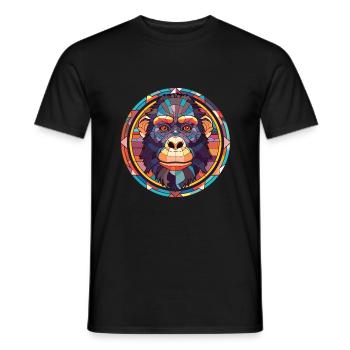 Affe buntes Aquarell Tier Haustier Illustration - Männer T-Shirt - Schwarz - Vorne - AI Model Male 178 light (178cm)