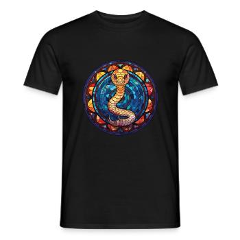 Cobra Coloré Aquarelle Animal Animal Illustration - T-shirt homme - noir - Devant - AI Model Male 178 light (178cm)