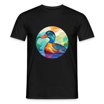 Bunte Aquarell-Tierhaustierillustration der Ente - Männer T-Shirt - Schwarz - Vorne - AI Model Male 178 light (178cm)