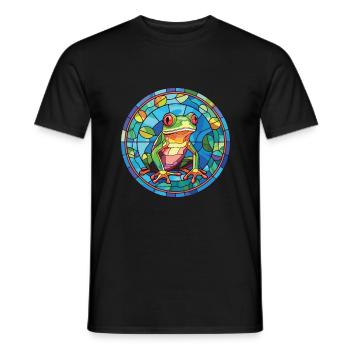 Bunte Aquarell-Tierhaustierillustration des Frosches - Männer T-Shirt - Schwarz - Vorne - AI Model Male 178 light (178cm)