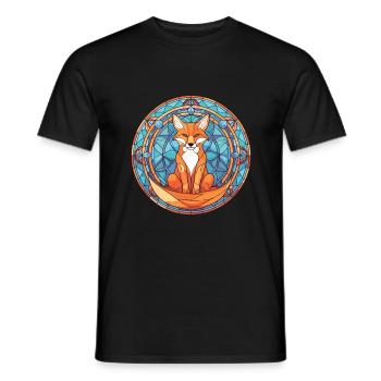 Fuchs bunte Aquarell-Tier-Haustier-Illustration - Männer T-Shirt - Schwarz - Vorne - AI Model Male 178 light (178cm)