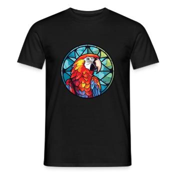 Papagei buntes Aquarell Tier Haustier Illustration - Männer T-Shirt - Schwarz - Vorne - AI Model Male 178 light (178cm)