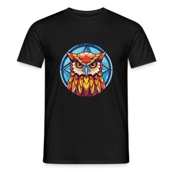 Eule Buntes Aquarell Tier Haustier Illustration - Männer T-Shirt - Schwarz - Vorne - AI Model Male 178 light (178cm)