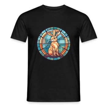 Kaninchen buntes Aquarell Tier Haustier Illustration - Männer T-Shirt - Schwarz - Vorne - AI Model Male 178 light (178cm)