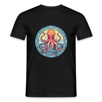 Oktopus bunte Aquarell-Tier-Illustration - Männer T-Shirt - Schwarz - Vorne - AI Model Male 178 light (178cm)