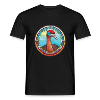 Ostrich Colorful Watercolor Animal Illustration - Men's T-Shirt - black - Front - AI Model Male 178 light (178cm)
