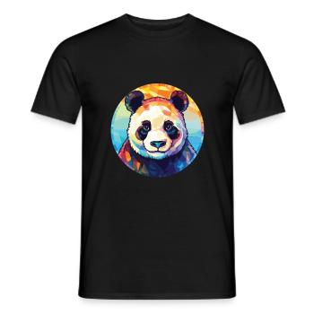 Panda Aquarelle Colorée Animal Illustration D’animaux De Compagnie - T-shirt homme - noir - Devant - AI Model Male 178 light (178cm)