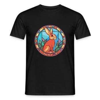 Kaninchen buntes Aquarell Tier Haustier Illustration - Männer T-Shirt - Schwarz - Vorne - AI Model Male 178 light (178cm)