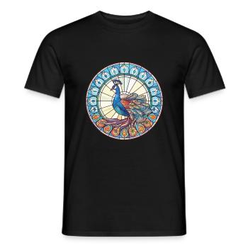 Pfau Buntes Aquarell Tier Illustration - Männer T-Shirt - Schwarz - Vorne - AI Model Male 178 light (178cm)