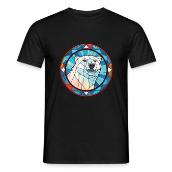 Polar Bear Colorful Watercolor Animal Illustration - Men's T-Shirt - black - Front - AI Model Male 178 light (178cm)