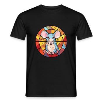 Rat Colorful Watercolor Animal Pet Illustration - Men's T-Shirt - black - Front - AI Model Male 178 light (178cm)