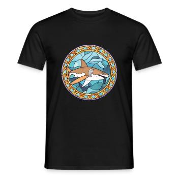 Shark Colorful Watercolor Animal Pet Illustration - Men's T-Shirt - black - Front - AI Model Male 178 light (178cm)