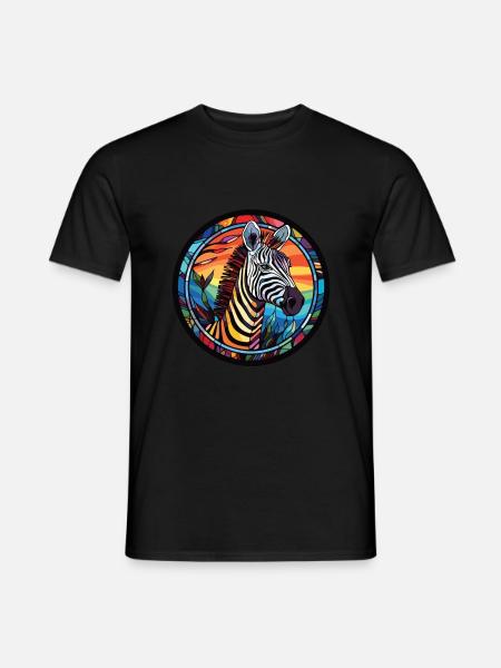 Zebra Colorful Watercolor Animal Pet Illustration - Men's T-Shirt - black