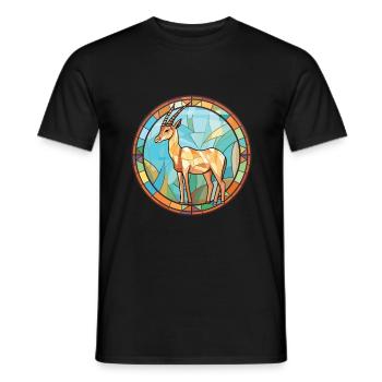 Saiga Colorful Watercolor Animal Pet Illustration - Men's T-Shirt - black - Front - AI Model Male 178 light (178cm)