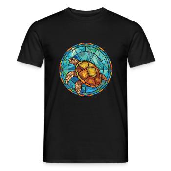 Turtle Colorful Watercolor Animal Pet Illustration - Men's T-Shirt - black - Front - AI Model Male 178 light (178cm)