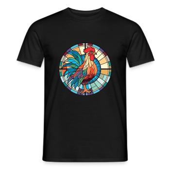 Hahn Buntes Aquarell Tier Illustration - Männer T-Shirt - Schwarz - Vorne - AI Model Male 178 light (178cm)
