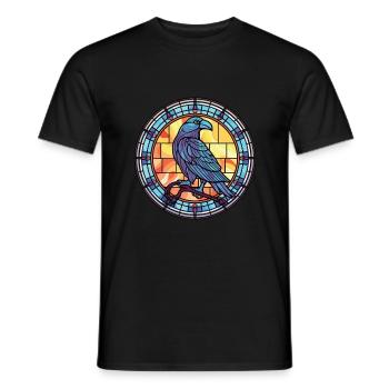 Rabe buntes Aquarell Tier Haustier Illustration - Männer T-Shirt - Schwarz - Vorne - AI Model Male 178 light (178cm)
