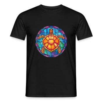 Turtle Colorful Watercolor Animal Pet Illustration - Men's T-Shirt - black - Front - AI Model Male 178 light (178cm)