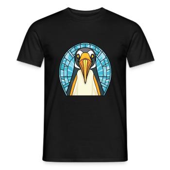 Penguin Colorful Watercolor Animal Illustration - Men's T-Shirt - black - Front - AI Model Male 178 light (178cm)