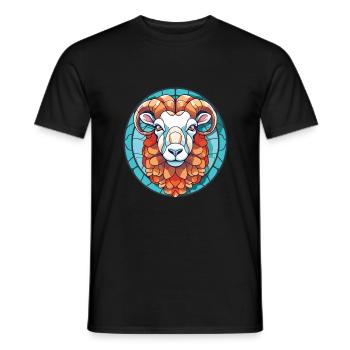 Schaf buntes Aquarell Tier Haustier Illustration - Männer T-Shirt - Schwarz - Vorne - AI Model Male 178 light (178cm)