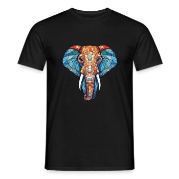 Elefant buntes Aquarell Tier Illustration - Männer T-Shirt - Schwarz - Vorne - AI Model Male 178 light (178cm)