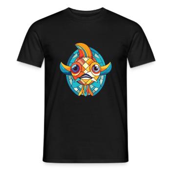 Fish Colorful Watercolor Animal Pet Illustration - Men's T-Shirt - black - Front - AI Model Male 178 light (178cm)