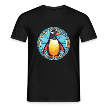 Penguin Colorful Watercolor Animal Illustration - Men's T-Shirt - black - Front - AI Model Male 178 light (178cm)