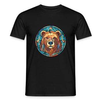 Bear Colorful Watercolor Animal Pet Illustration - Men's T-Shirt - black - Front - AI Model Male 178 light (178cm)