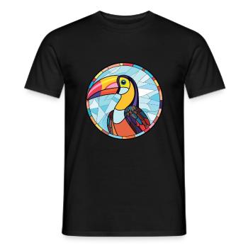 Toucan aquarelle colorée Animal animal de compagnie Illustration - T-shirt homme - noir - Devant - AI Model Male 178 light (178cm)