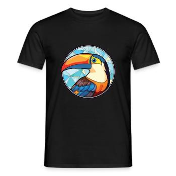 Toucan aquarelle colorée Animal animal de compagnie Illustration - T-shirt homme - noir - Devant - AI Model Male 178 light (178cm)