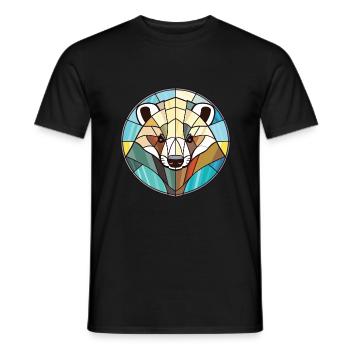 Badger Colorful Watercolor Animal Pet Illustration - Men's T-Shirt - black - Front - AI Model Male 178 light (178cm)