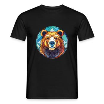 Bear Colorful Watercolor Animal Pet Illustration - Men's T-Shirt - black - Front - AI Model Male 178 light (178cm)