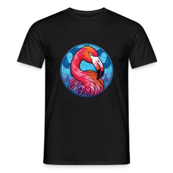 Flamingo Buntes Aquarell Tier Illustration - Männer T-Shirt - Schwarz - Vorne - AI Model Male 178 light (178cm)