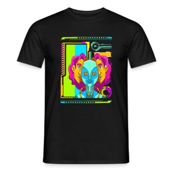 Cyberpunk Retro Synthwave Futuristisch - Männer T-Shirt - Schwarz - Vorne - AI Model Male 178 light (178cm)