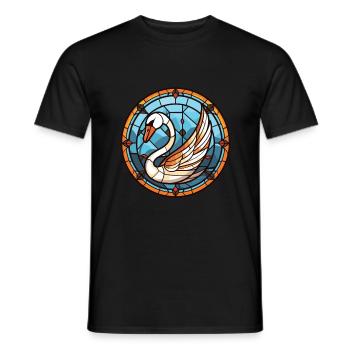 Cygne aquarelle colorée Animal animal de compagnie Illustration - T-shirt homme - noir - Devant - AI Model Male 178 light (178cm)