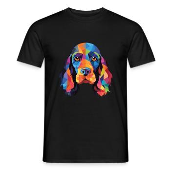 American Cocker Spaniel chien aquarelle colorée - T-shirt homme - noir - Devant - AI Model Male 178 light (178cm)