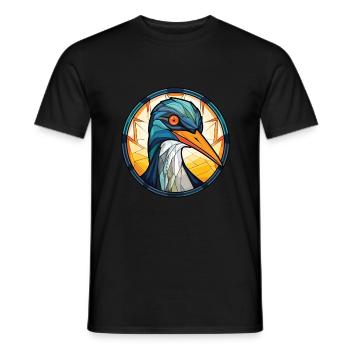 Kormoran bunte Aquarell-Tier-Illustration - Männer T-Shirt - Schwarz - Vorne - AI Model Male 178 light (178cm)