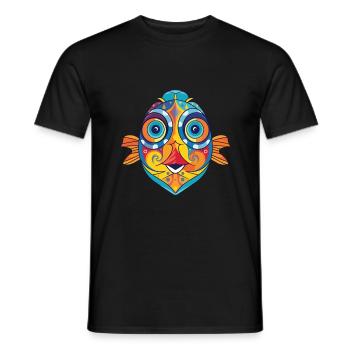 Flounder Fish Colorful Watercolor Animal Cartoon - Men's T-Shirt - black - Front - AI Model Male 178 light (178cm)