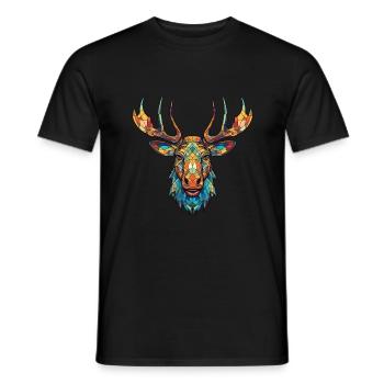 Elch buntes Aquarell Tier Haustier Illustration - Männer T-Shirt - Schwarz - Vorne - AI Model Male 178 light (178cm)
