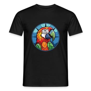 Parrot Colorful Watercolor Animal Pet Illustration - Men's T-Shirt - black - Front - AI Model Male 178 light (178cm)