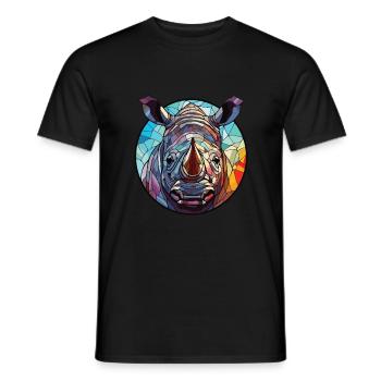 Nashorn buntes Aquarell Tier Haustier Illustration - Männer T-Shirt - Schwarz - Vorne - AI Model Male 178 light (178cm)