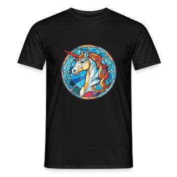 Einhorn bunte Aquarell Tier Illustration - Männer T-Shirt - Schwarz - Vorne - AI Model Male 178 light (178cm)