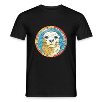 Seal Colorful Watercolor Animal Pet Illustration - Men's T-Shirt - black - Front - AI Model Male 178 light (178cm)