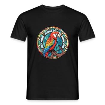 Papagei Buntes Aquarell Tier Haustier Illustration - Männer T-Shirt - Schwarz - Vorne - AI Model Male 178 light (178cm)