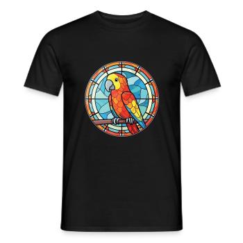 Papagei buntes Aquarell Tier Haustier Illustration - Männer T-Shirt - Schwarz - Vorne - AI Model Male 178 light (178cm)