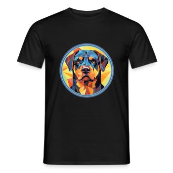 Rottweiler Chien Aquarelle Colorée Animal Cartoon - T-shirt homme - noir - Devant - AI Model Male 178 light (178cm)